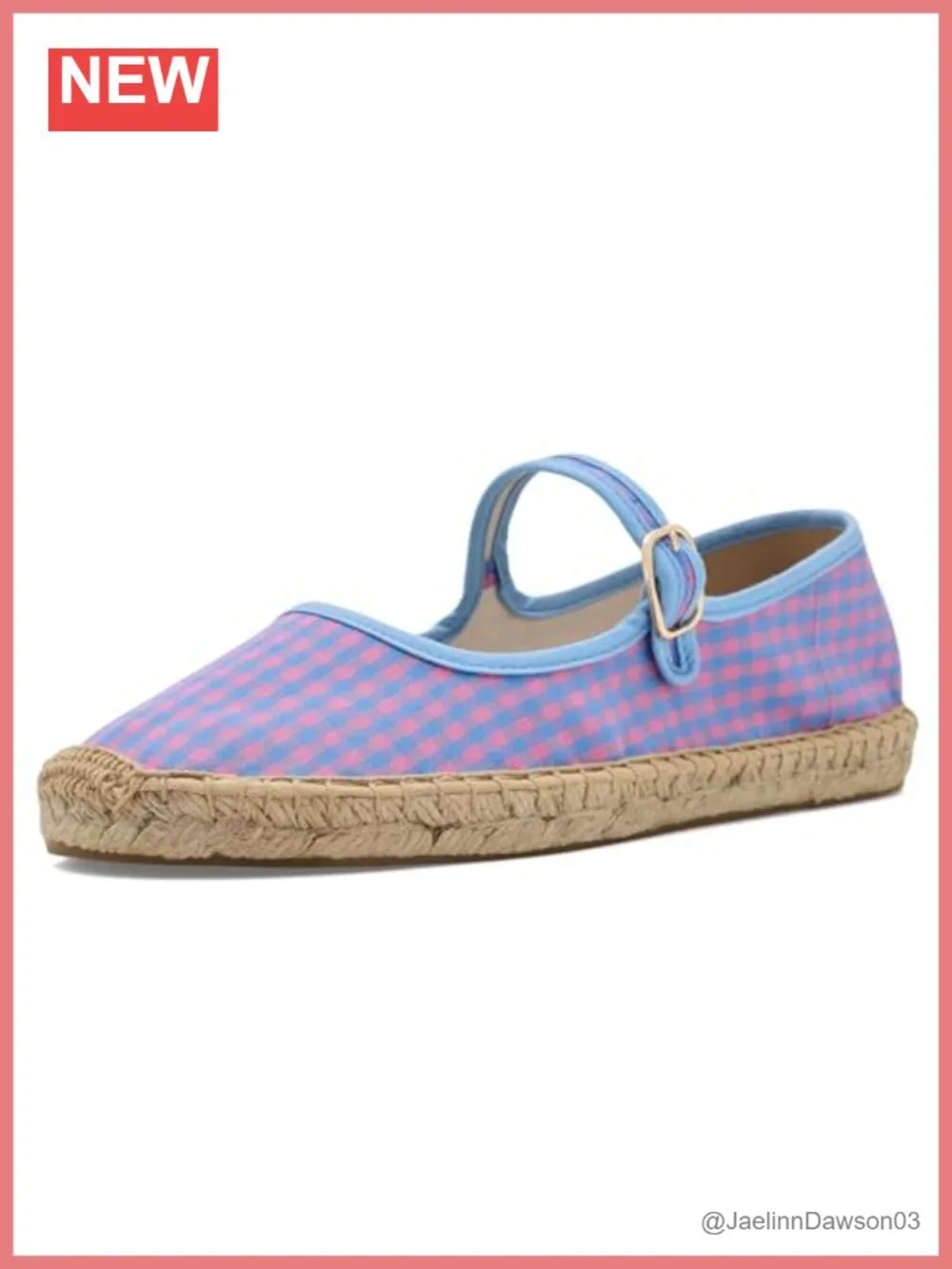 Vichy Mary Jane Espadrille with Cotton Upper and Jute Sole